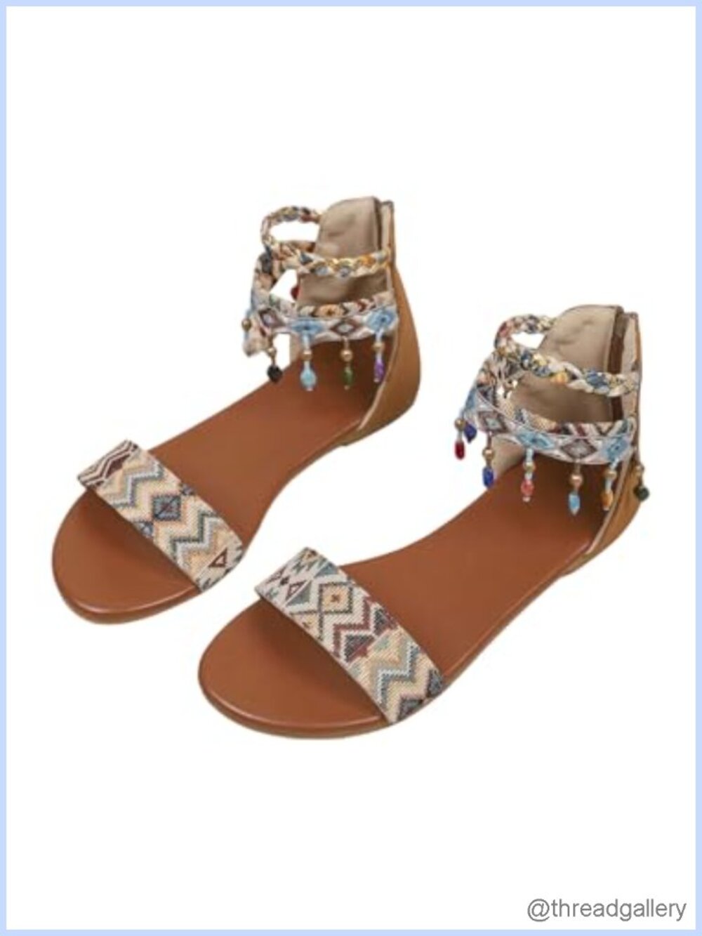 Braided Gladiator Sandals Flat Ankle Strap Boho Beach Summer Slides